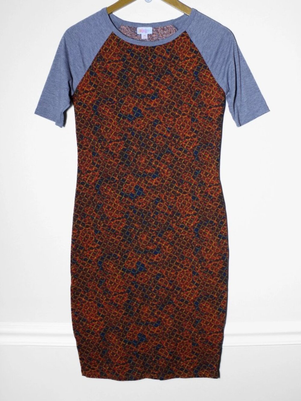 LulaRoe Womens Julia Raglan T-Shirt Pencil Midi Dress Paisley Floral Size XS